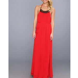 Vince Camuto Maxi Dress Bead Halter Neckline Sz 8